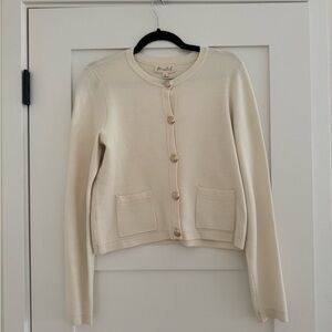 Marled Cream Button-Up Cardigan